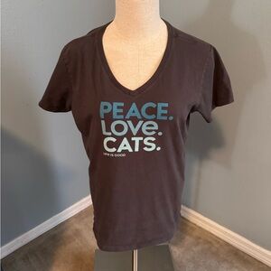Life Is Good Peace Love Cats Tee